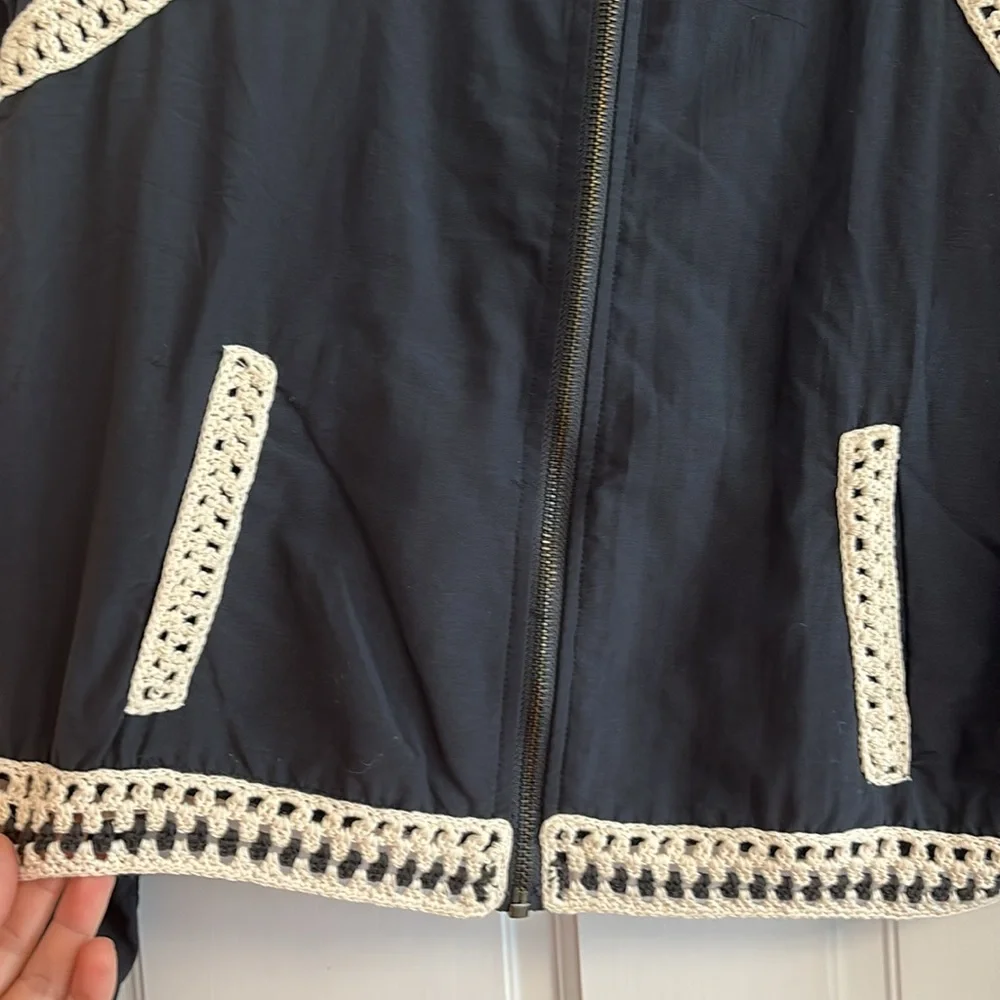 Free People crochet bomber jacket. Size small
